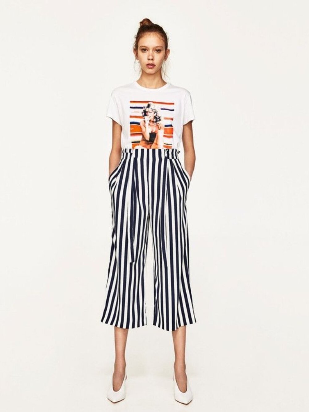 Zara Blue & White Striped Culottes